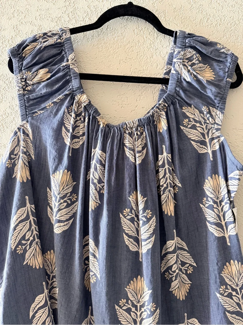 OLD NAVY Puff Sleeve Cutout Tie-Back Resort Swing Blouse Square Neckline Sz XL